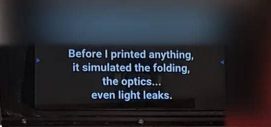 The script reflected in the glass, readable from where the speaker stands.