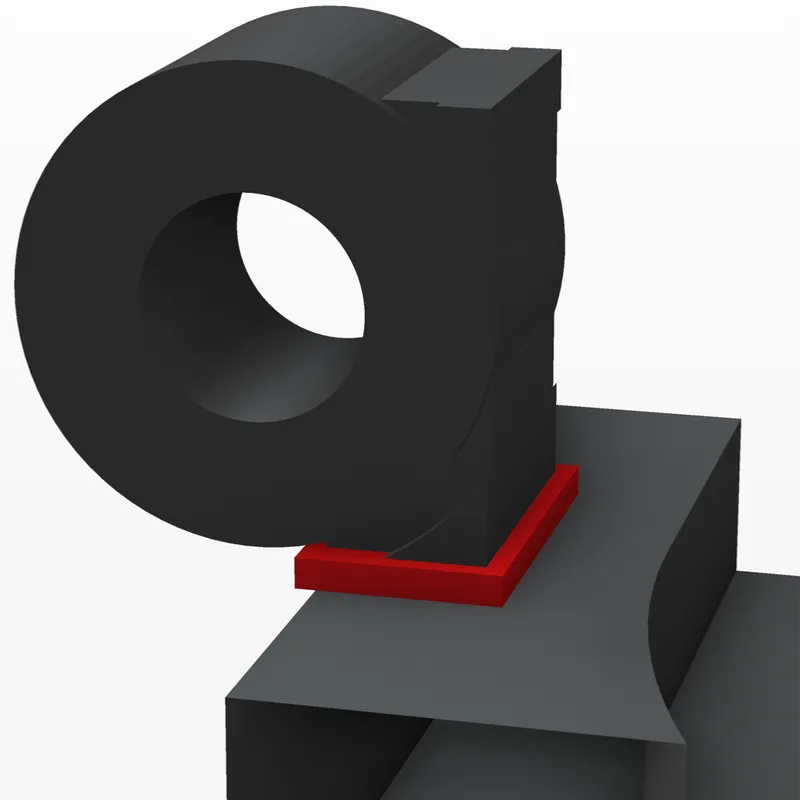 Old hinge with the thin neck marked in red.